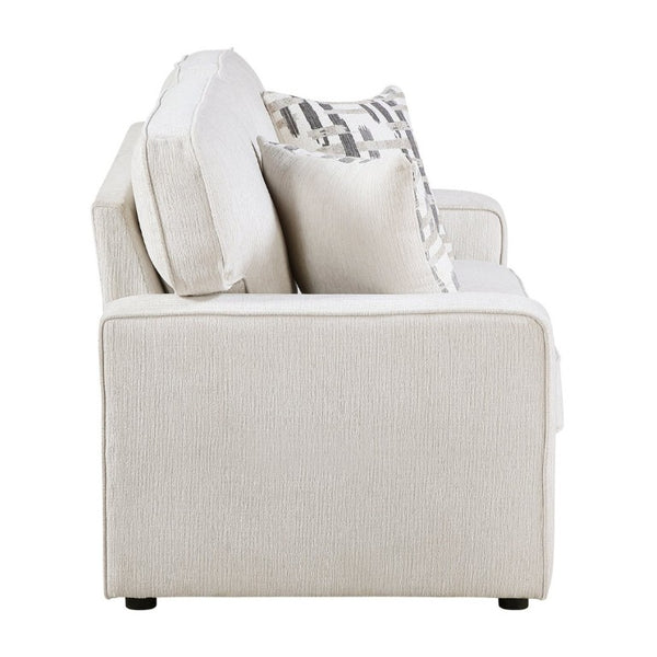 English Elm Contemporary Chenille Sofa and Loveseat Set with Pocket Coil Support for Living Rooms Beige B011S02597