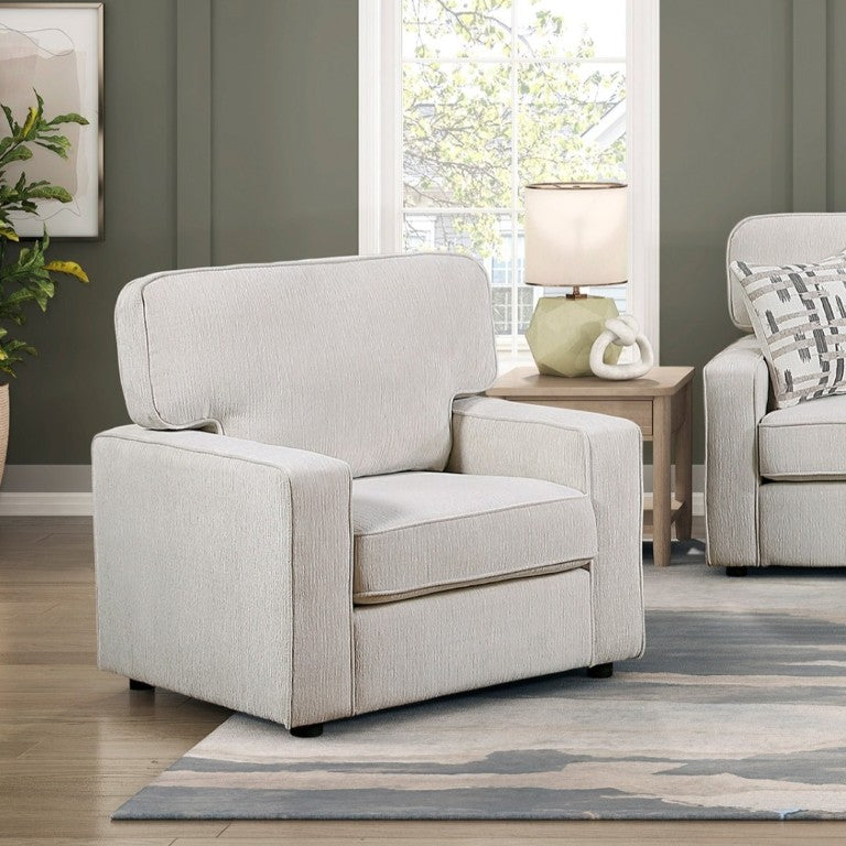 English Elm Contemporary Three Piece Living Room Set with Chenille Upholstery and Pocket Coil Support Beige B011S02598