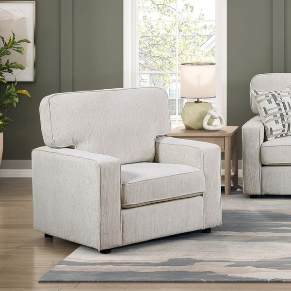 English Elm Contemporary Three Piece Living Room Set with Chenille Upholstery and Pocket Coil Support Beige B011S02598