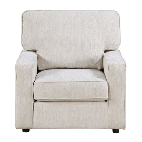 English Elm Contemporary Three Piece Living Room Set with Chenille Upholstery and Pocket Coil Support Beige B011S02598