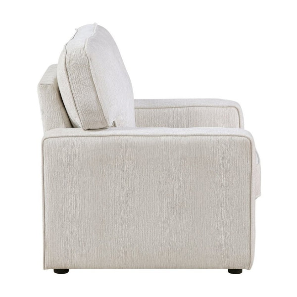 English Elm Contemporary Three Piece Living Room Set with Chenille Upholstery and Pocket Coil Support Beige B011S02598