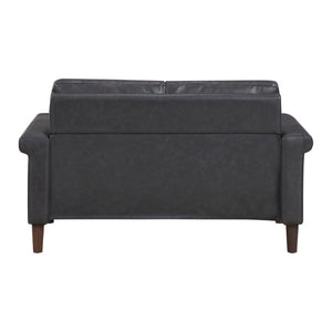 English Elm Transitional 3 Piece Faux Leather Sofa Set with Nailhead Trim for Living Rooms Dark Gray B011S02599