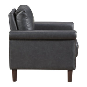 English Elm Transitional 3 Piece Faux Leather Sofa Set with Nailhead Trim for Living Rooms Dark Gray B011S02599