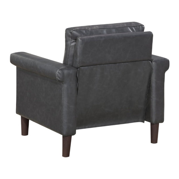 English Elm Transitional 3 Piece Faux Leather Sofa Set with Nailhead Trim for Living Rooms Dark Gray B011S02599
