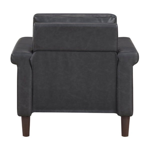 English Elm Transitional 3 Piece Faux Leather Sofa Set with Nailhead Trim for Living Rooms Dark Gray B011S02599