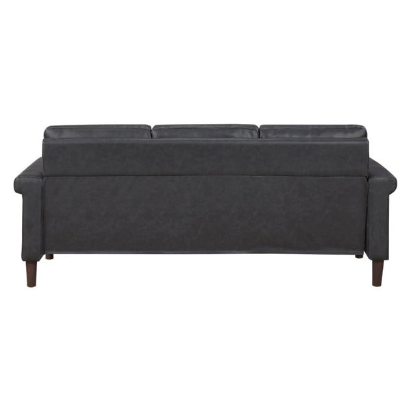 English Elm Transitional 3 Piece Faux Leather Sofa Set with Nailhead Trim for Living Rooms Dark Gray B011S02599