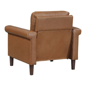 English Elm Transitional 3 Piece Faux Leather Sofa Set with Nailhead Trim for Living Rooms Brown B011S02603