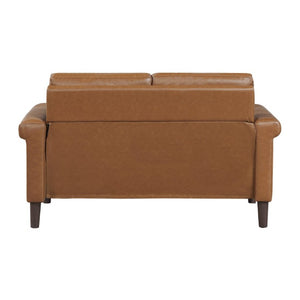 English Elm Transitional 3 Piece Faux Leather Sofa Set with Nailhead Trim for Living Rooms Brown B011S02603