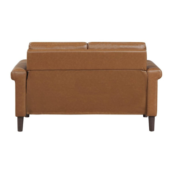 English Elm Transitional 3 Piece Faux Leather Sofa Set with Nailhead Trim for Living Rooms Brown B011S02603