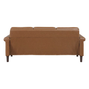 English Elm Transitional 3 Piece Faux Leather Sofa Set with Nailhead Trim for Living Rooms Brown B011S02603