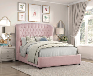 English Elm Beautiful Chenille Wingback Full Bed Tufted Glam Upholstered Frame for Bedroom B011S02605