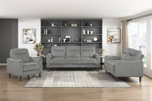 English Elm Modern Mid-Century Chenille Sofa Loveseat Chair Set with Pocket Coil Wood Frame Gray B011S02606