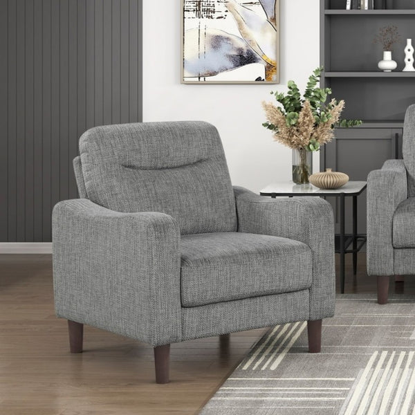 English Elm Modern Mid-Century Chenille Sofa Loveseat Chair Set with Pocket Coil Wood Frame Gray B011S02606