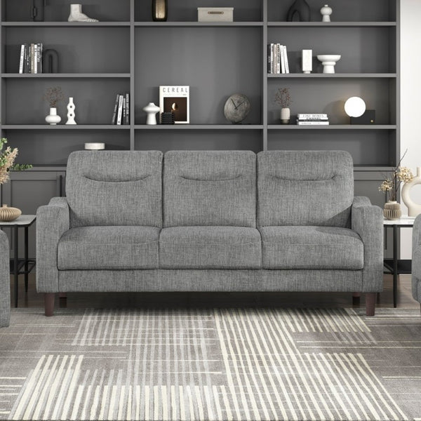 English Elm Modern Mid-Century Chenille Sofa Loveseat Chair Set with Pocket Coil Wood Frame Gray B011S02606