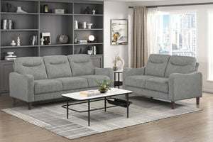 English Elm Modern Mid-Century Chenille Sofa and Loveseat Set with Pocket Coil Cushions for Living Rooms Gray B011S02607