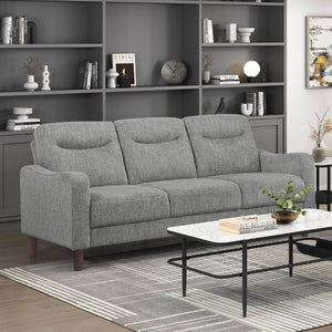 English Elm Modern Mid-Century Chenille Sofa and Loveseat Set with Pocket Coil Cushions for Living Rooms Gray B011S02607