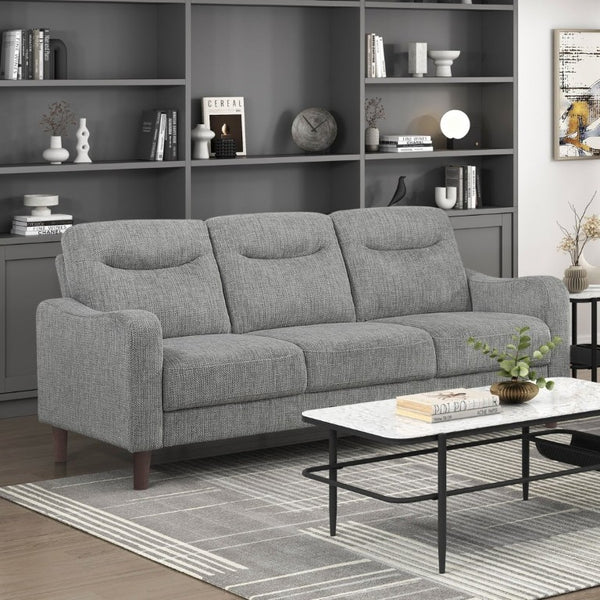 English Elm Modern Mid-Century Chenille Sofa and Loveseat Set with Pocket Coil Cushions for Living Rooms Gray B011S02607
