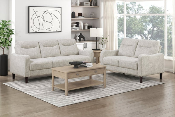 English Elm Modern Mid-Century Chenille Sofa and Loveseat Set with Pocket Coil Cushions for Living Rooms Taupe B011S02609