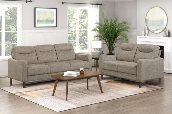 English Elm Modern Mid-Century Chenille Sofa and Loveseat Set with Pocket Coil Cushions for Living Rooms Brown B011S02611