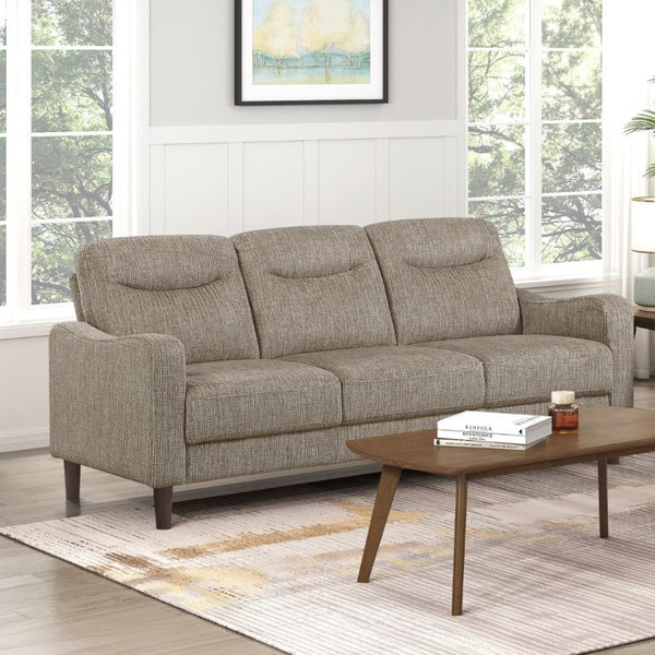 English Elm Modern Mid-Century Chenille Sofa and Loveseat Set with Pocket Coil Cushions for Living Rooms Brown B011S02611