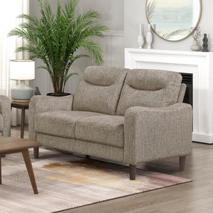 English Elm Modern Mid-Century Chenille Sofa and Loveseat Set with Pocket Coil Cushions for Living Rooms Brown B011S02611