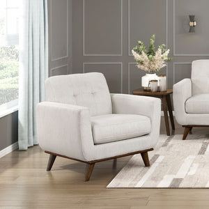 English Elm Contemporary Beige Fabric 3 Piece Living Room Sofa Set with Tufted Back Wood Legs B011S02616