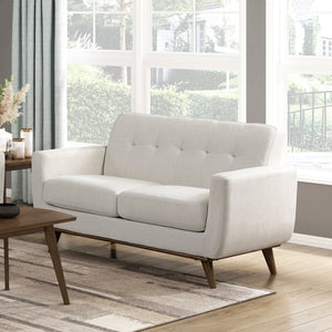 English Elm Contemporary Beige Fabric 3 Piece Living Room Sofa Set with Tufted Back Wood Legs B011S02616