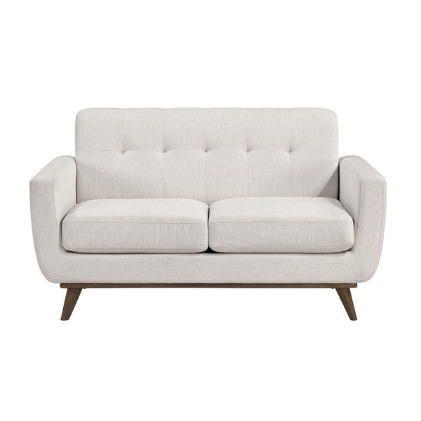 English Elm Contemporary Beige Fabric 3 Piece Living Room Sofa Set with Tufted Back Wood Legs B011S02616