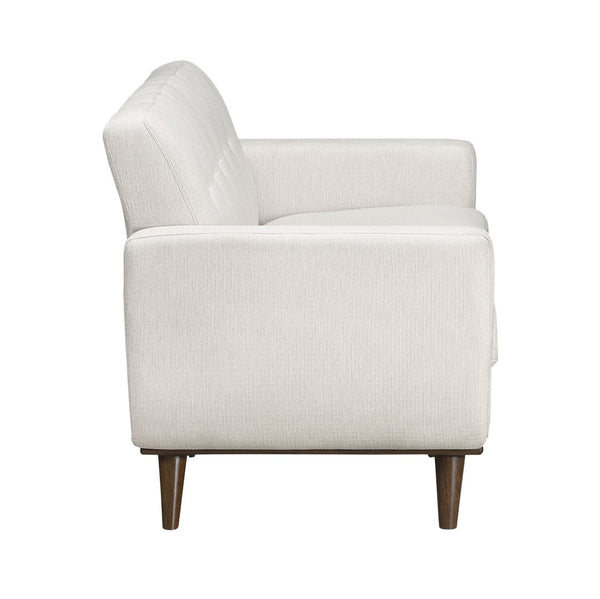 English Elm Contemporary Beige Fabric 3 Piece Living Room Sofa Set with Tufted Back Wood Legs B011S02616