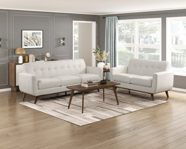 English Elm Contemporary Tufted Fabric Sofa Set with Pocket Coil Support and Solid Wood Legs B011S02617