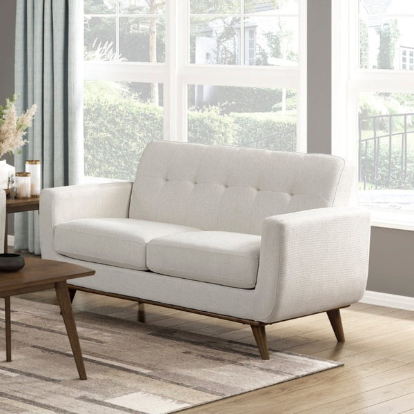 English Elm Contemporary Tufted Fabric Sofa Set with Pocket Coil Support and Solid Wood Legs B011S02617