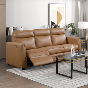 English Elm Modern Power Reclining Sofa with USB Ports Zero Wall Faux Leather Living Room B011S02624