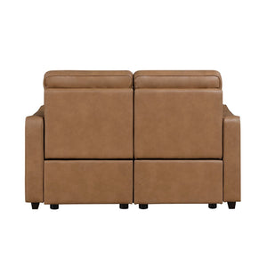 English Elm Modern Power Reclining Loveseat with USB Ports Zero Wall Faux Leather Living Room Seat B011S02626