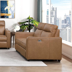 English Elm Modern Power Reclining Loveseat with USB Ports Zero Wall Faux Leather Living Room Seat B011S02626