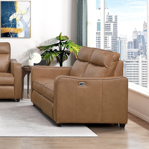 English Elm Modern Power Reclining Loveseat with USB Ports Zero Wall Faux Leather Living Room Seat B011S02626