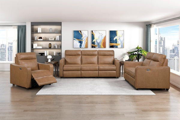 English Elm Modern Power Reclining Sofa Set Faux Leather Three Piece with USB Charging Zero Wall B011S02628