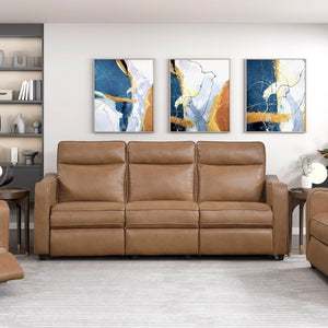 English Elm Modern Power Reclining Sofa Set Faux Leather Three Piece with USB Charging Zero Wall B011S02628