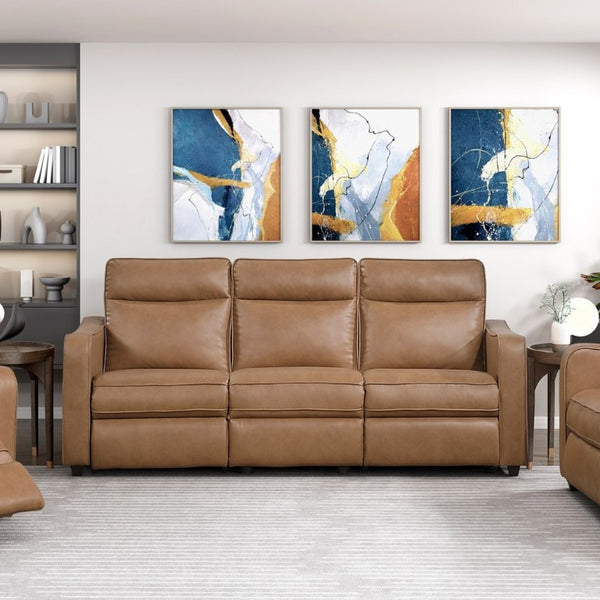 English Elm Modern Power Reclining Sofa Set Faux Leather Three Piece with USB Charging Zero Wall B011S02628
