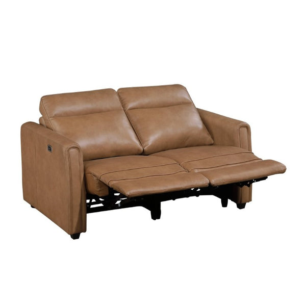 English Elm Modern Power Reclining Sofa Set Faux Leather Zero Wall Design with USB Charging Ports Brown - B B011S02630