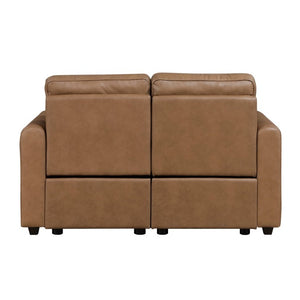 English Elm Modern Power Reclining Sofa Set Faux Leather Zero Wall Design with USB Charging Ports Brown - B B011S02630