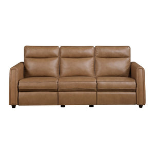 English Elm Modern Power Reclining Sofa Set Faux Leather Zero Wall Design with USB Charging Ports Brown - B B011S02630