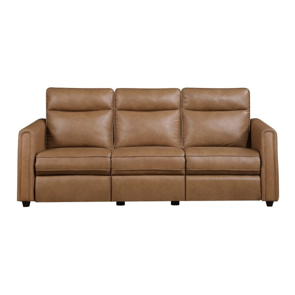 English Elm Modern Power Reclining Sofa Set Faux Leather Zero Wall Design with USB Charging Ports Brown - B B011S02630