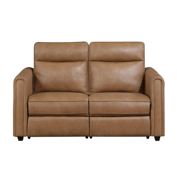 English Elm Modern Power Reclining Sofa Set Faux Leather Zero Wall Design with USB Charging Ports Brown - B B011S02630