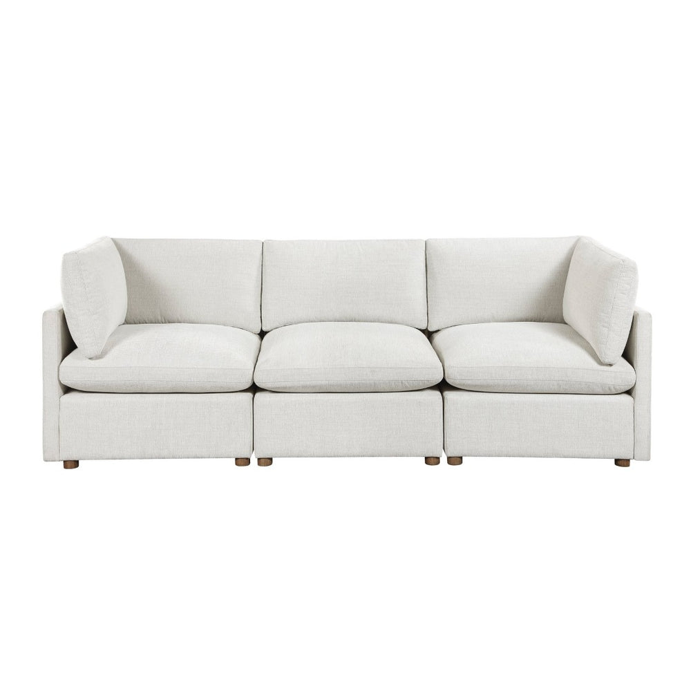 English Elm Modern Chenille Three Seat Sofa with Walnut Rubberwood Legs and Pocket Coil Support B011S02632