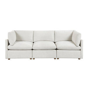 English Elm Modern Chenille Three Seat Sofa with Walnut Rubberwood Legs and Pocket Coil Support B011S02632