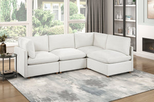 English Elm Modern Four Piece Modular Sectional with Chenille Upholstery and Walnut Rubberwood Legs B011S02633