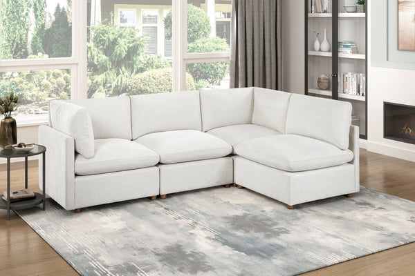 English Elm Modern Four Piece Modular Sectional with Chenille Upholstery and Walnut Rubberwood Legs B011S02633
