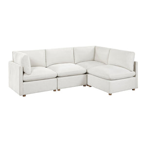 English Elm Modern Four Piece Modular Sectional with Chenille Upholstery and Walnut Rubberwood Legs B011S02633