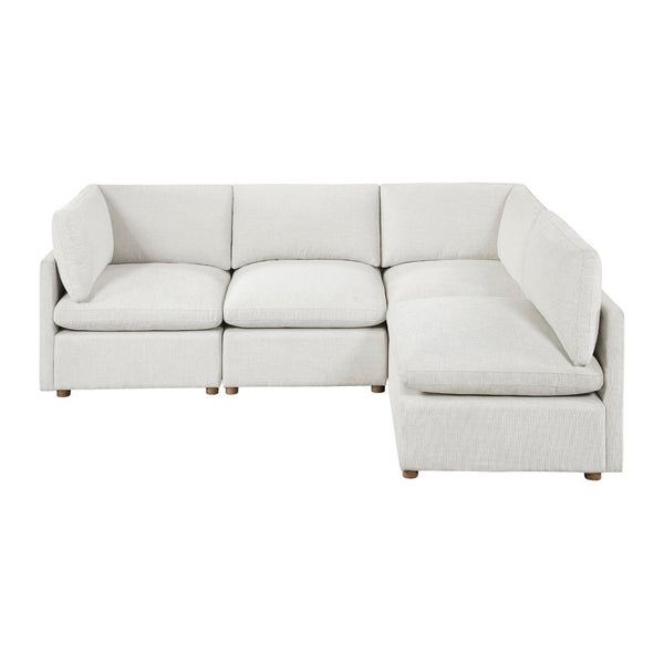 English Elm Modern Four Piece Modular Sectional with Chenille Upholstery and Walnut Rubberwood Legs B011S02633
