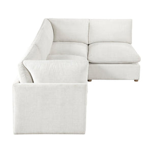 English Elm Modern Four Piece Modular Sectional with Chenille Upholstery and Walnut Rubberwood Legs B011S02633